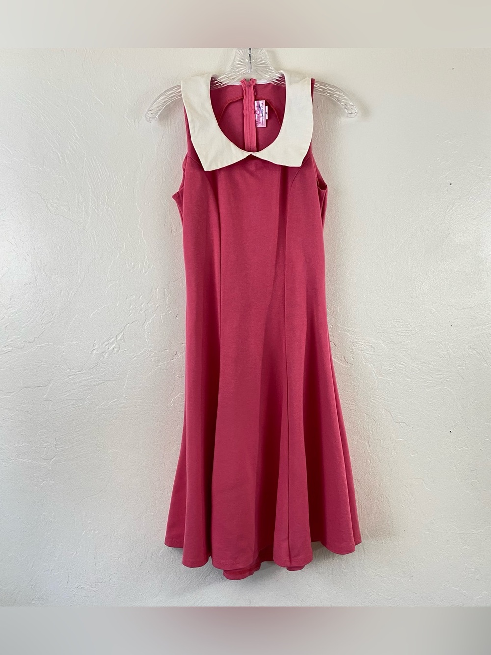 Pinup Couture Size Medium Pink & Cream Collar Retro Fit Flared Midi Swing Dress